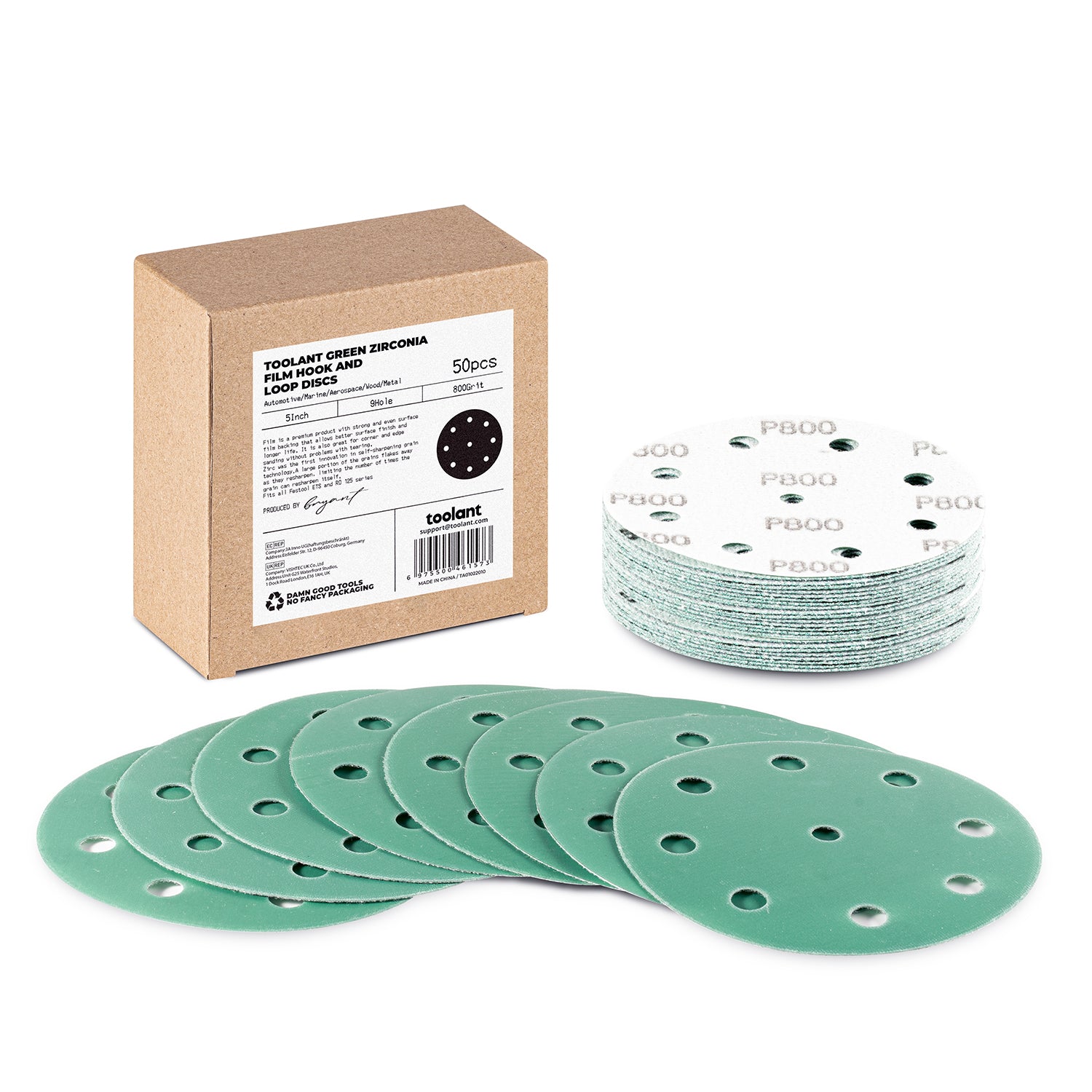 5 Inch Sanding Disc Hook and Loop Pads, Designed For Festool Sanders, 50-Pack