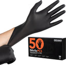 OKIAAS 50pcs Black/Orange Nitrile Disposable Gloves, 6 Mil, for Heavy Duty, Latex Free and Powder Free