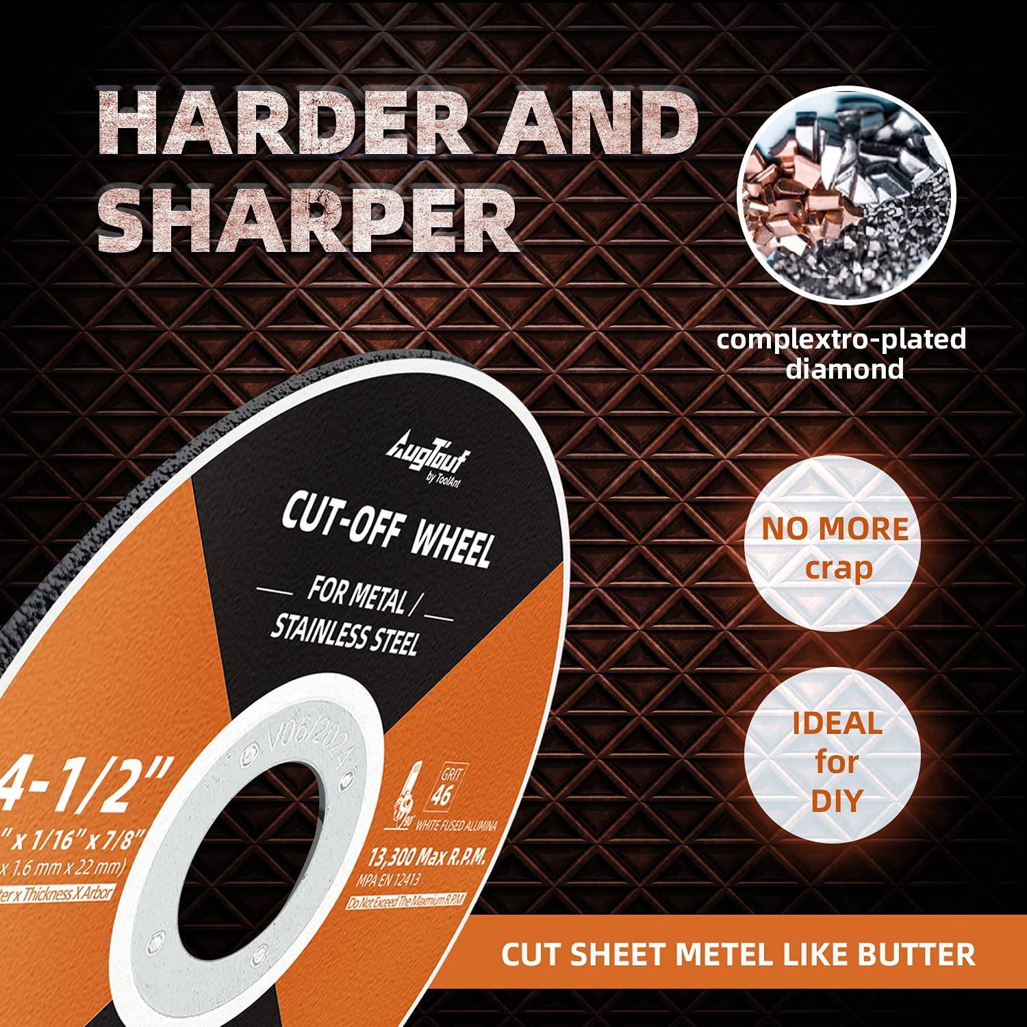 AugTouf 4 1/2 Inch Angle Grinder Cut Off Wheels, for Metal, Stainless Steel Sheet Cutting