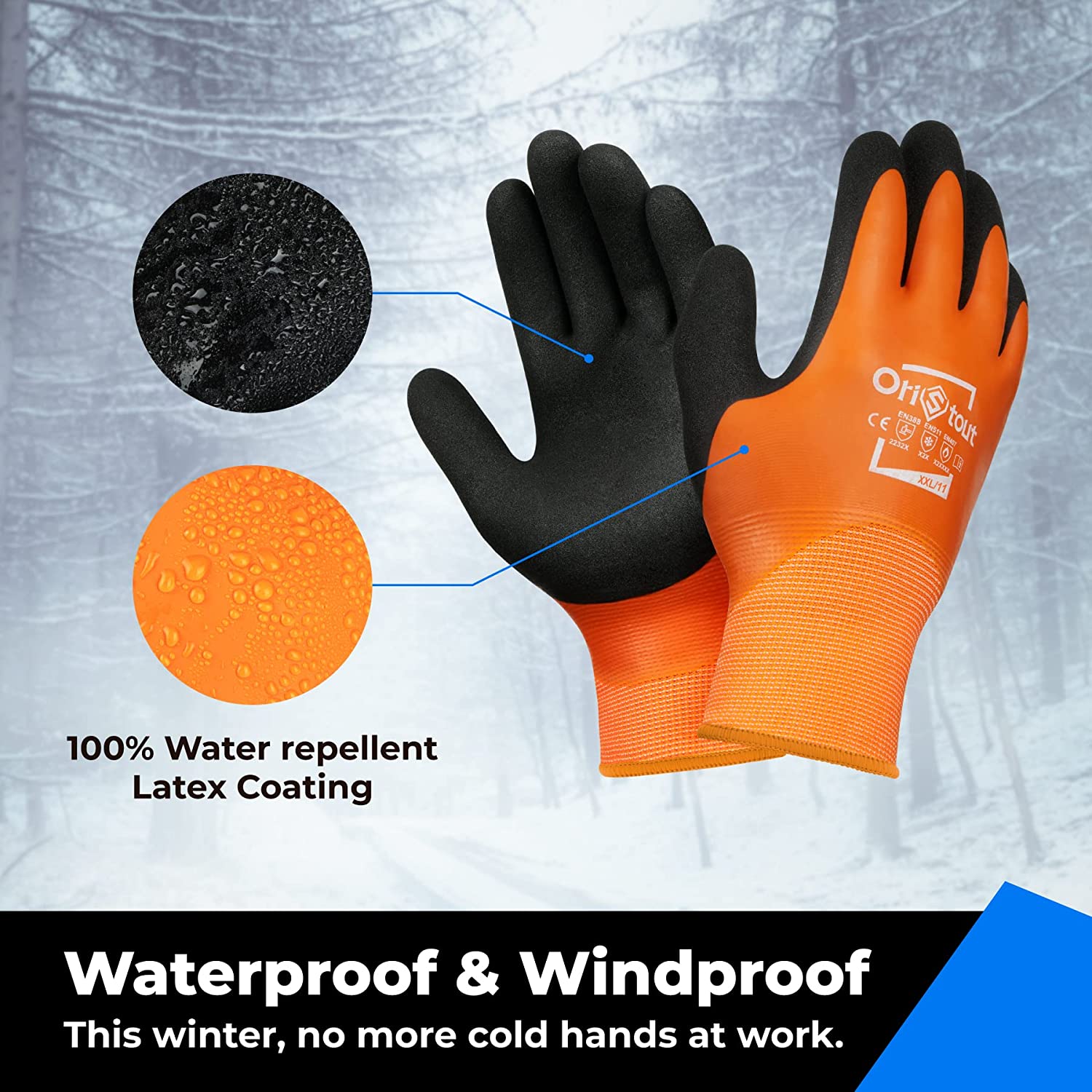 Winter Work Gloves, 100% Waterproof, Gloves for Heavy-duty Work in Cold Weather