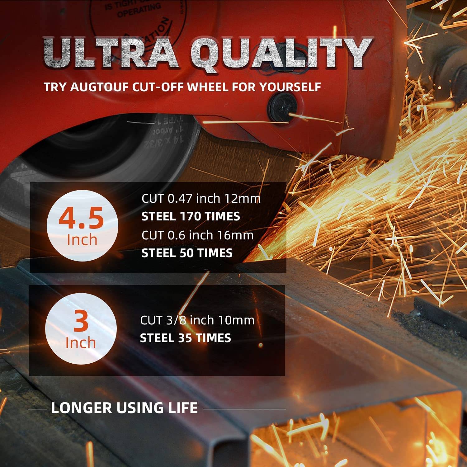 AugTouf 4 1/2 Inch Angle Grinder Cut Off Wheels, for Metal, Stainless Steel Sheet Cutting