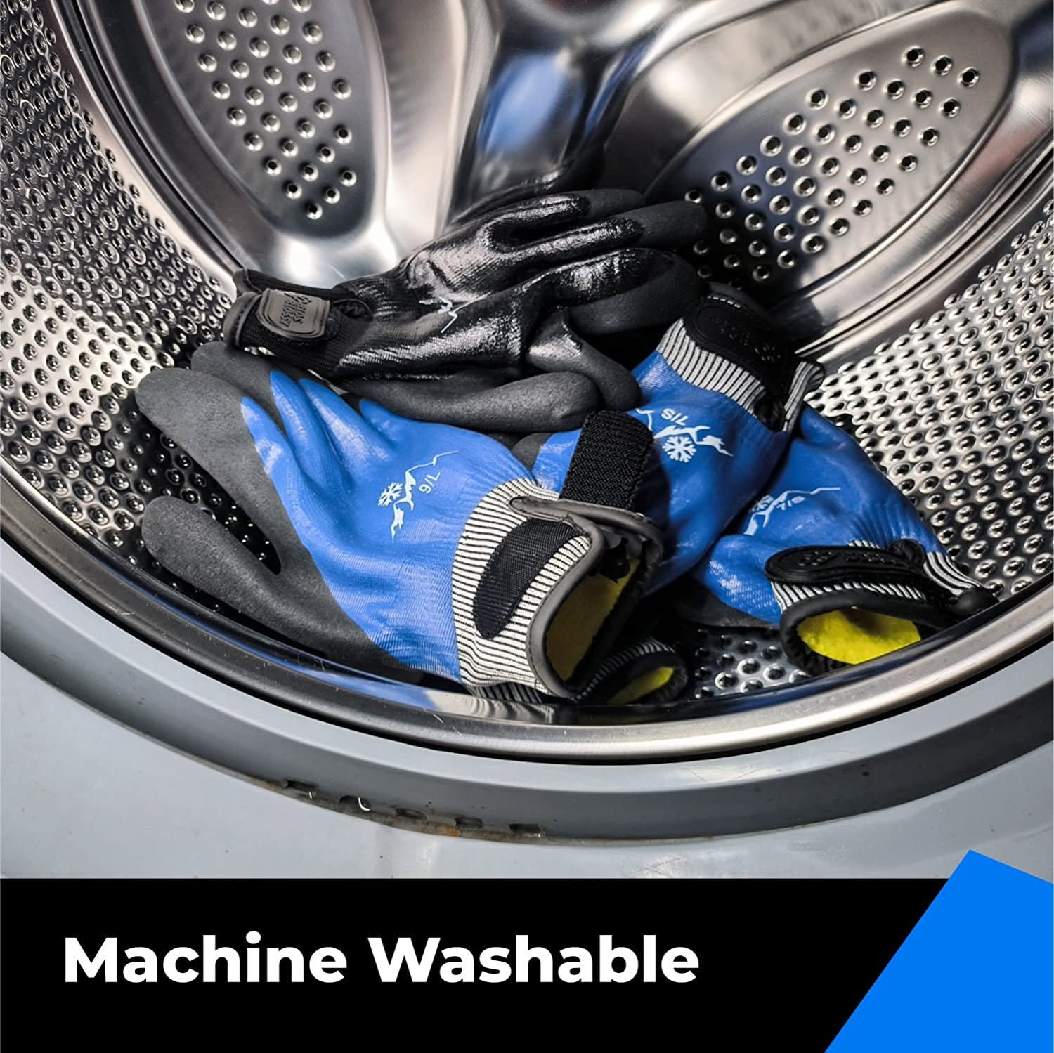 Machine washable winter work gloves