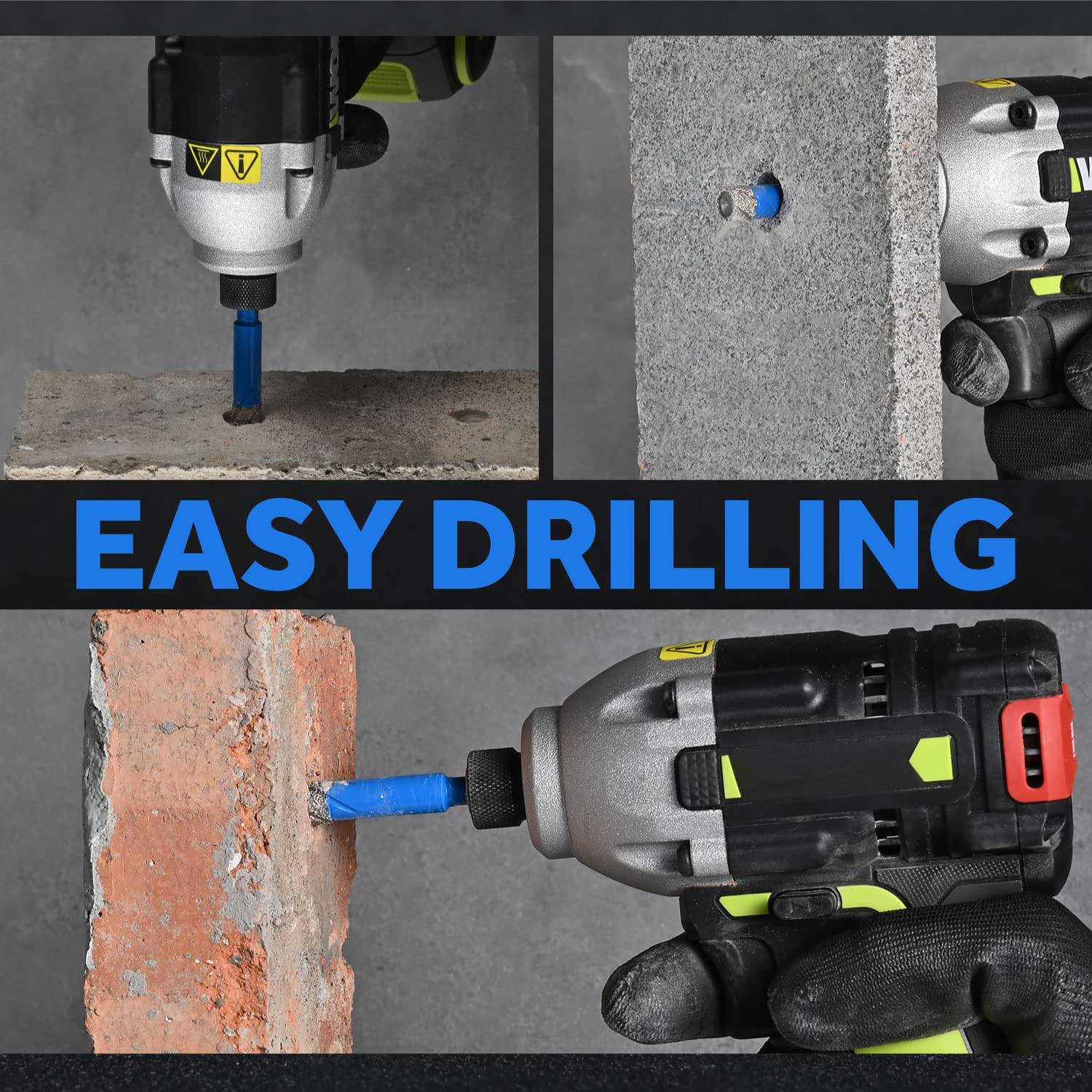 amoolo Dry Diamond Drill Bits with Quick Change Hex Shank for Glass Granite Porcelain Tile Ceramic Marble