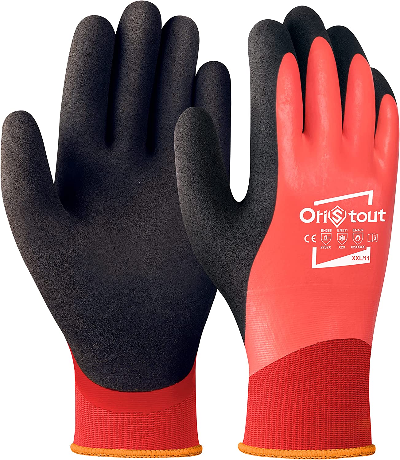 OriStout Winter Work Gloves for Men and Women, Touchscreen, Waterproof Gloves for Working in Freezer, Fishing and Gardening, The, Red