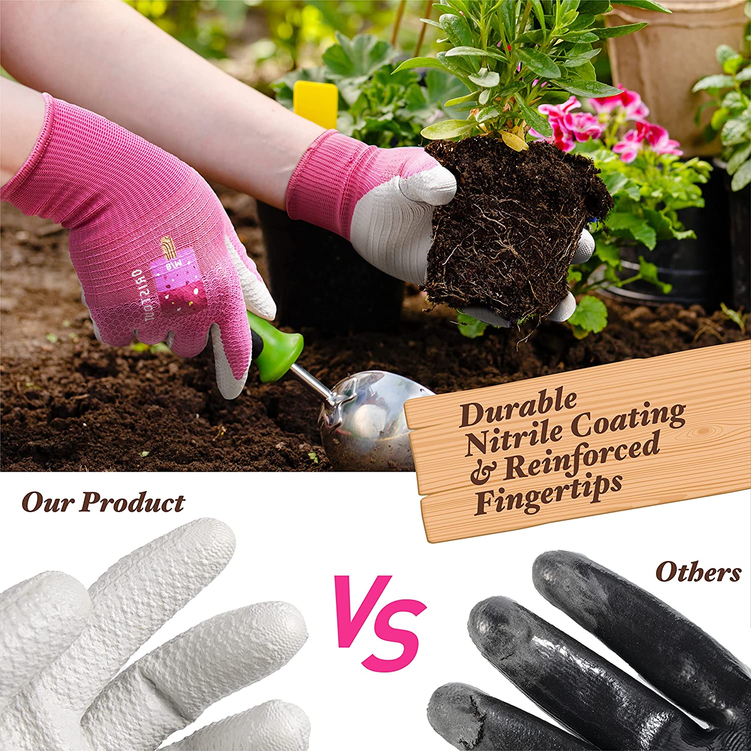 3/12 Pairs Value Pack Gardening Gloves, Lightweight & Waterproof for Day-long Wearing