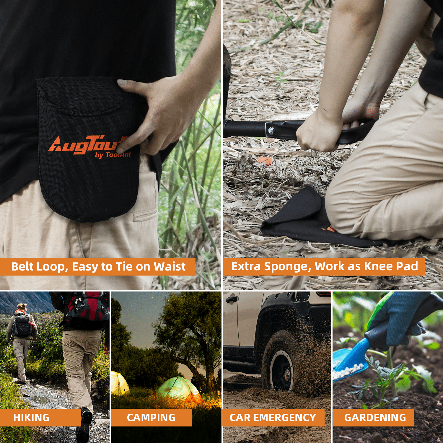 AugTouf Mini Folding Camping Shovel,  for Off Road, Camping, Gardening, Beach