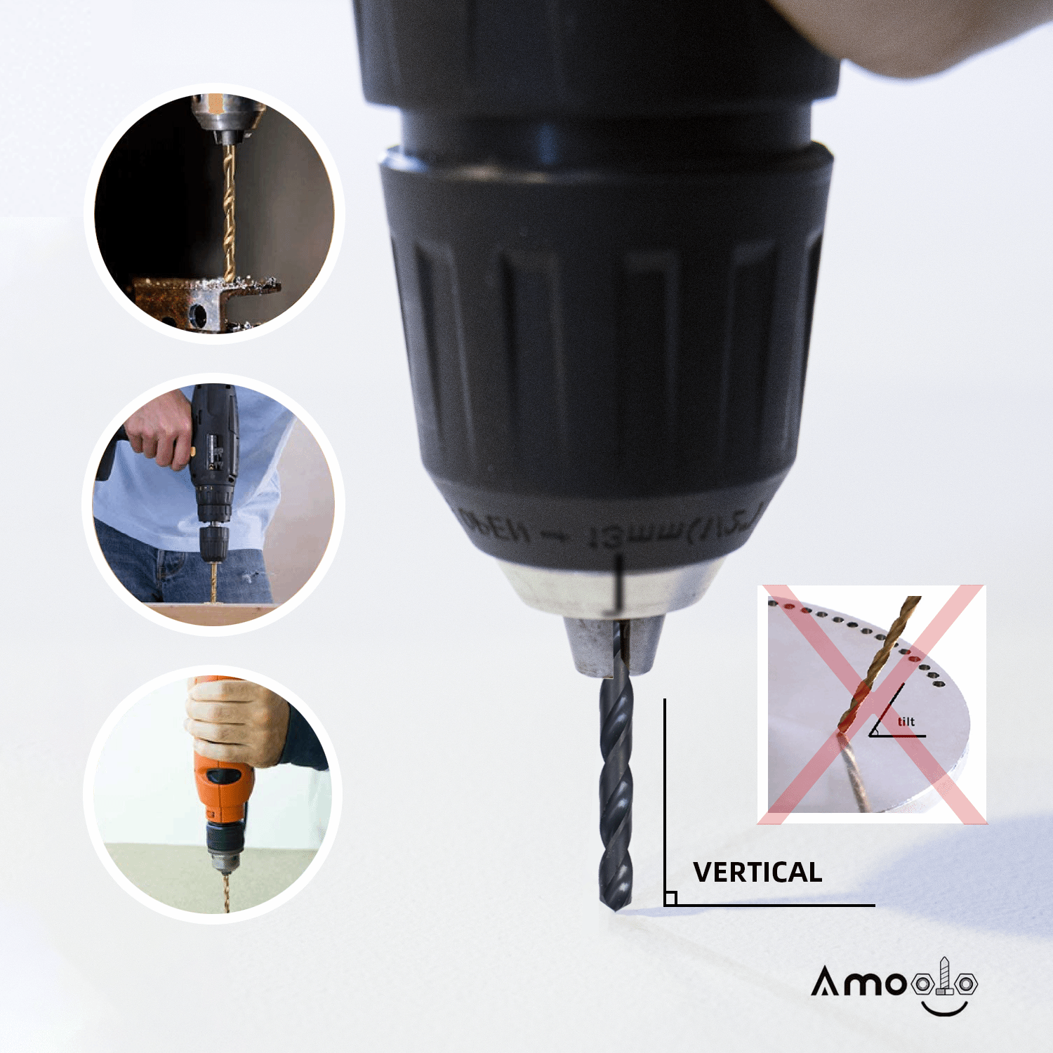 amoolo High Speed Steel Twist Drill Bit Set, Water Resistant, Suitable for Steels, Cast Iron