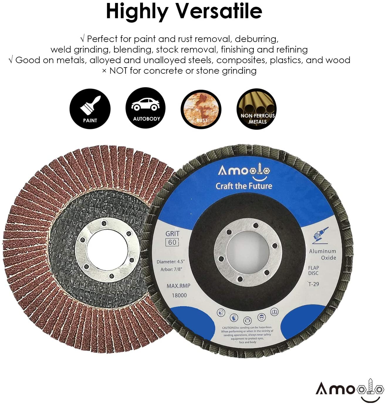 amoolo Flap Disc, High Density Abrasive Grinding Wheels, for Metal
