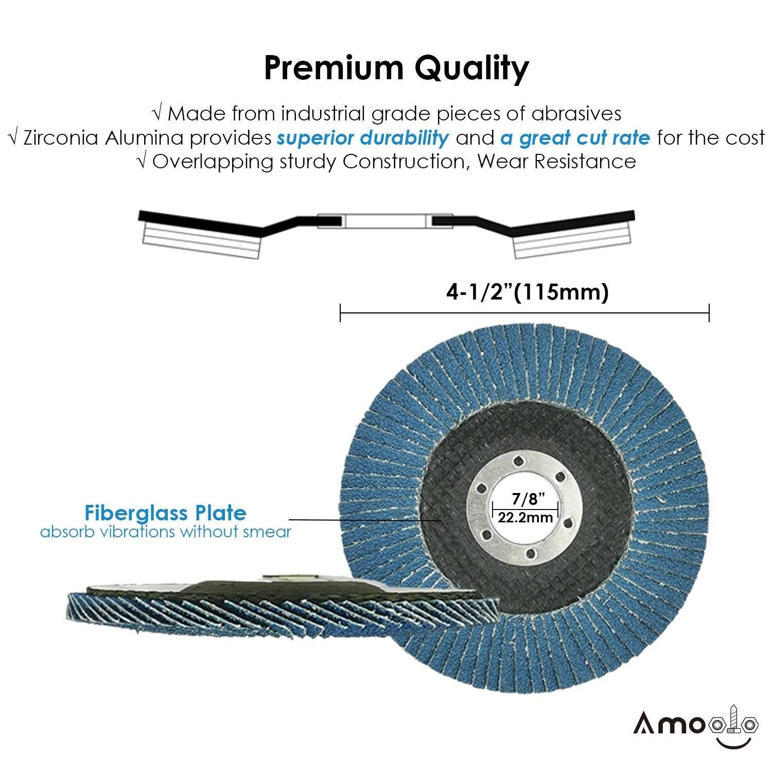 amoolo Zirconia Flap Disc, High Density Abrasive Grinding Discs for Metal/Wood Grinding