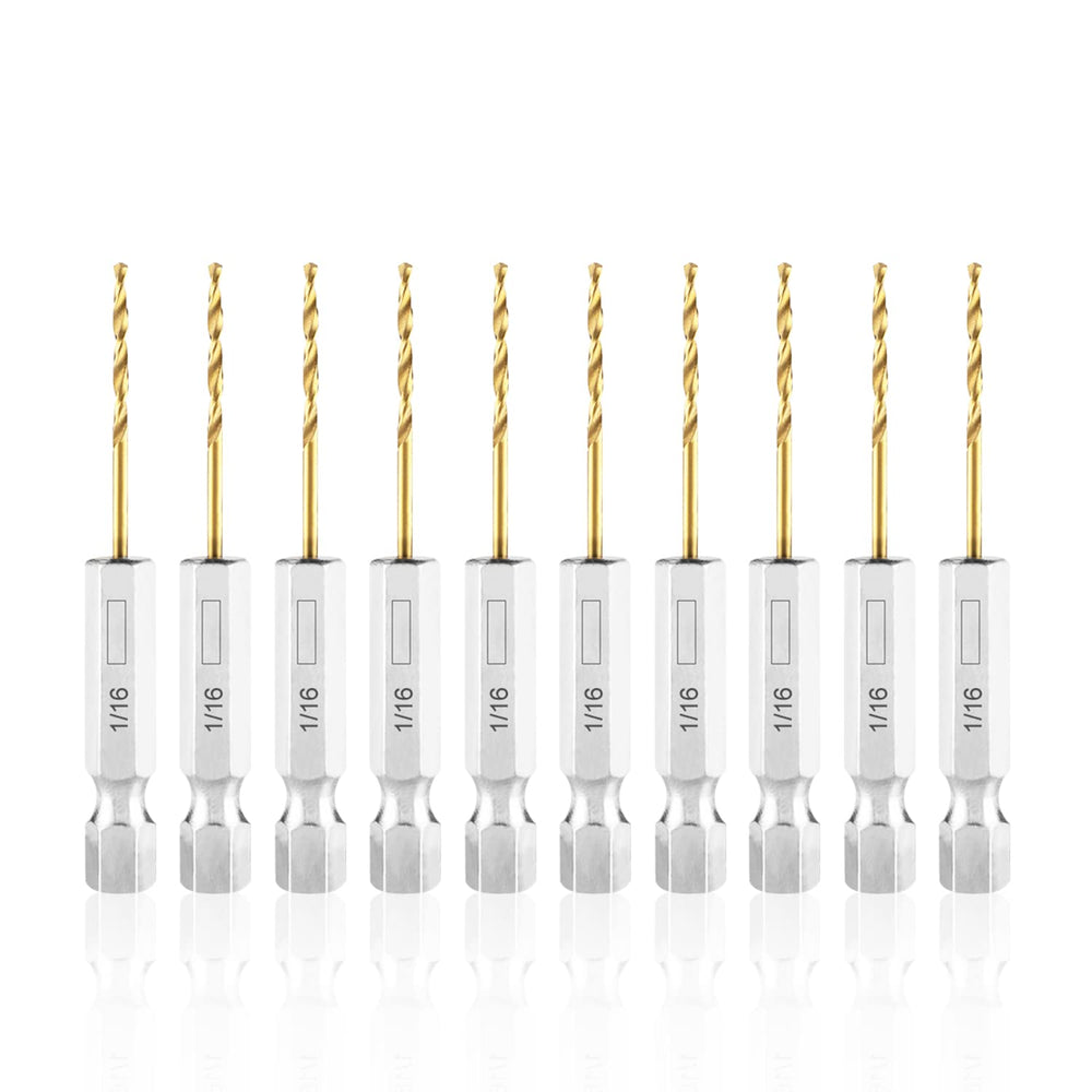 High Speed Steel Hex Shank Twist Drill Bits Set with Titanium Coating