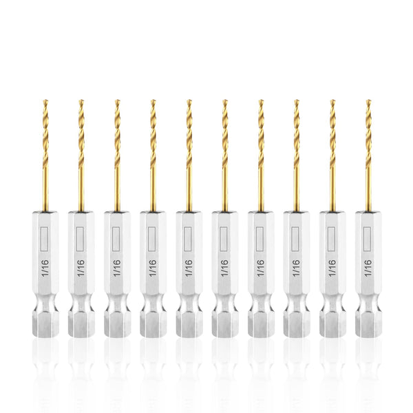 High Speed Steel Hex Shank Twist Drill Bits Set with Titanium Coating