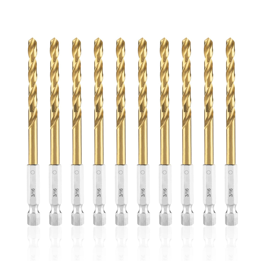 High Speed Steel Hex Shank Twist Drill Bits Set with Titanium Coating