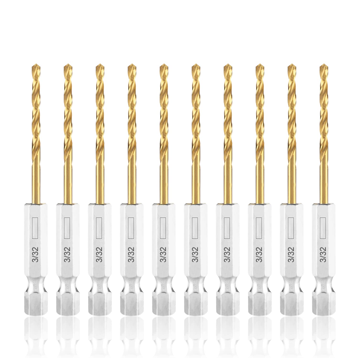 High Speed Steel Hex Shank Twist Drill Bits Set with Titanium Coating