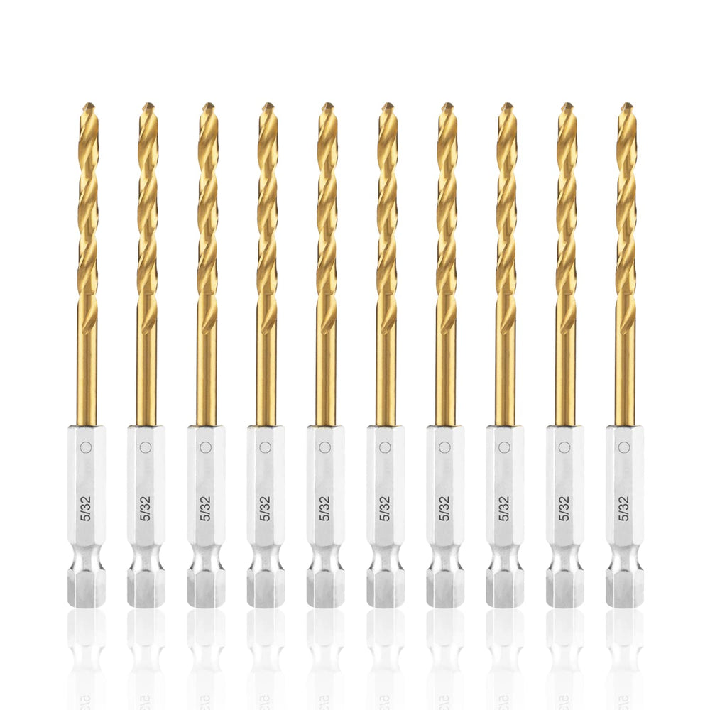 High Speed Steel Hex Shank Twist Drill Bits Set with Titanium Coating