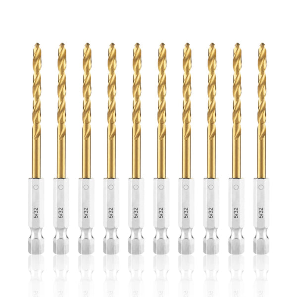High Speed Steel Hex Shank Twist Drill Bits Set with Titanium Coating