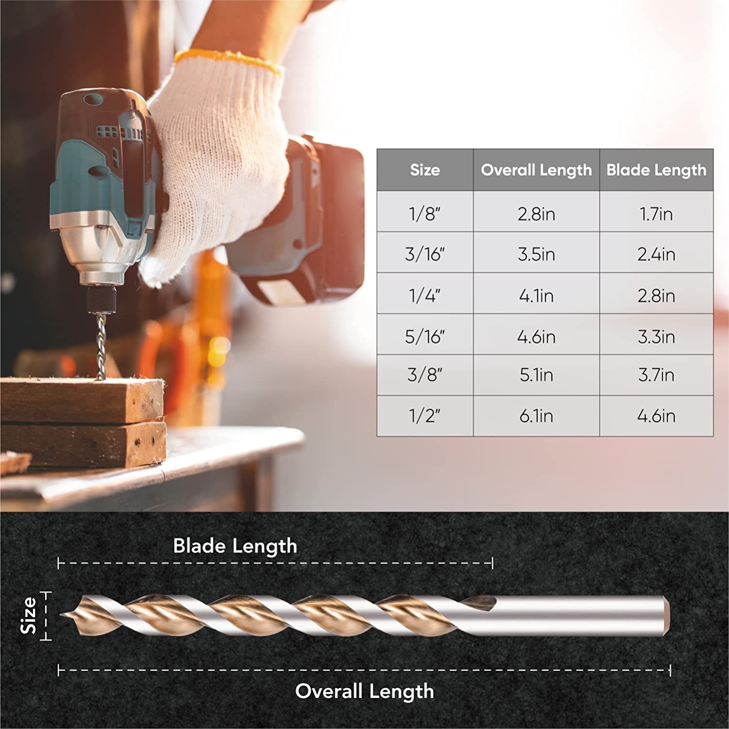 High-speed Parabolic Flute Wood Drill Bits
