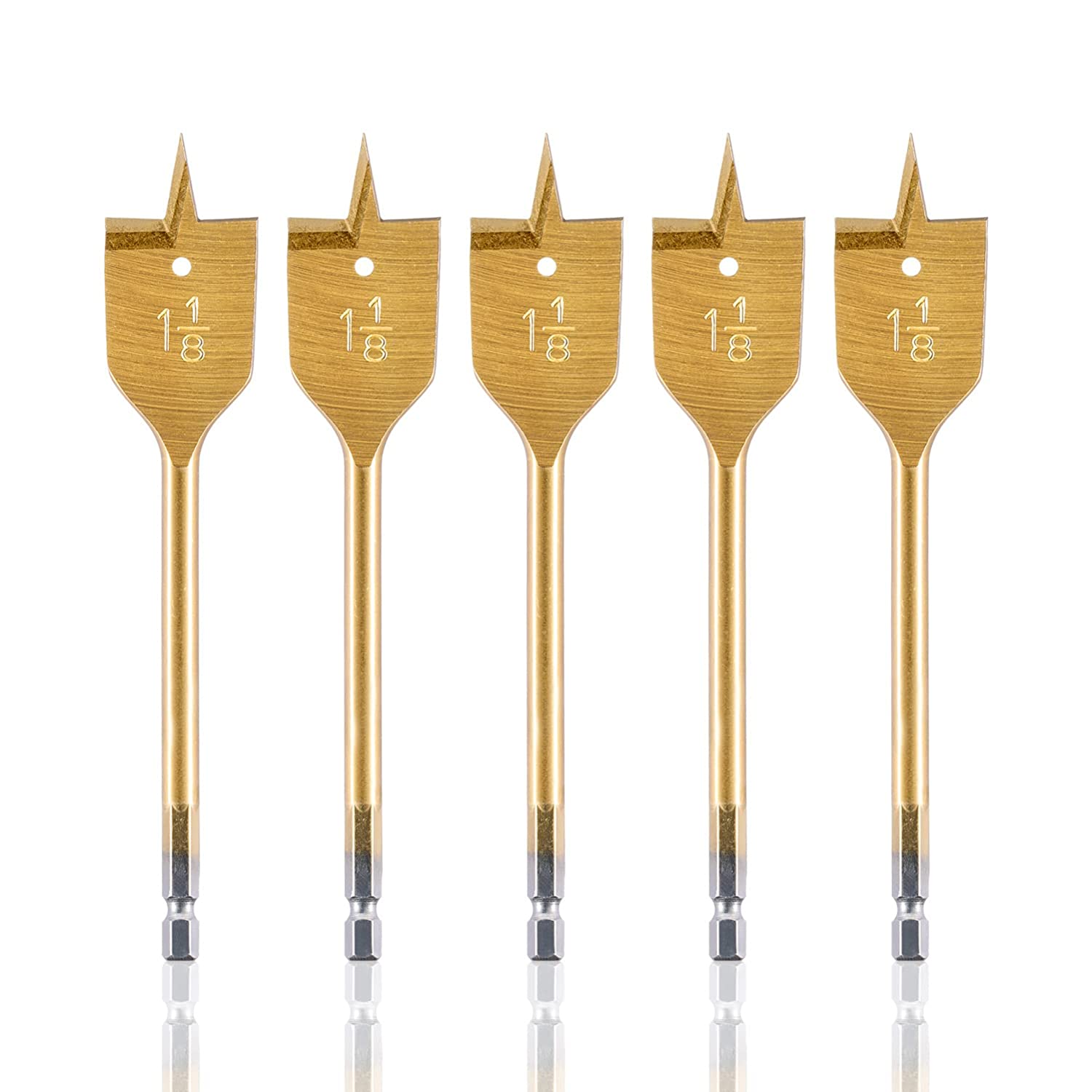 Spade Drill Bits Titanium Hex Shank Spade Drill Bit Set for Wood, Plastic, PVC Shank