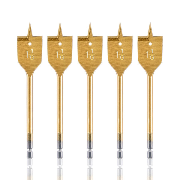 Spade Drill Bits Titanium Hex Shank Spade Drill Bit Set for Wood, Plastic, PVC Shank