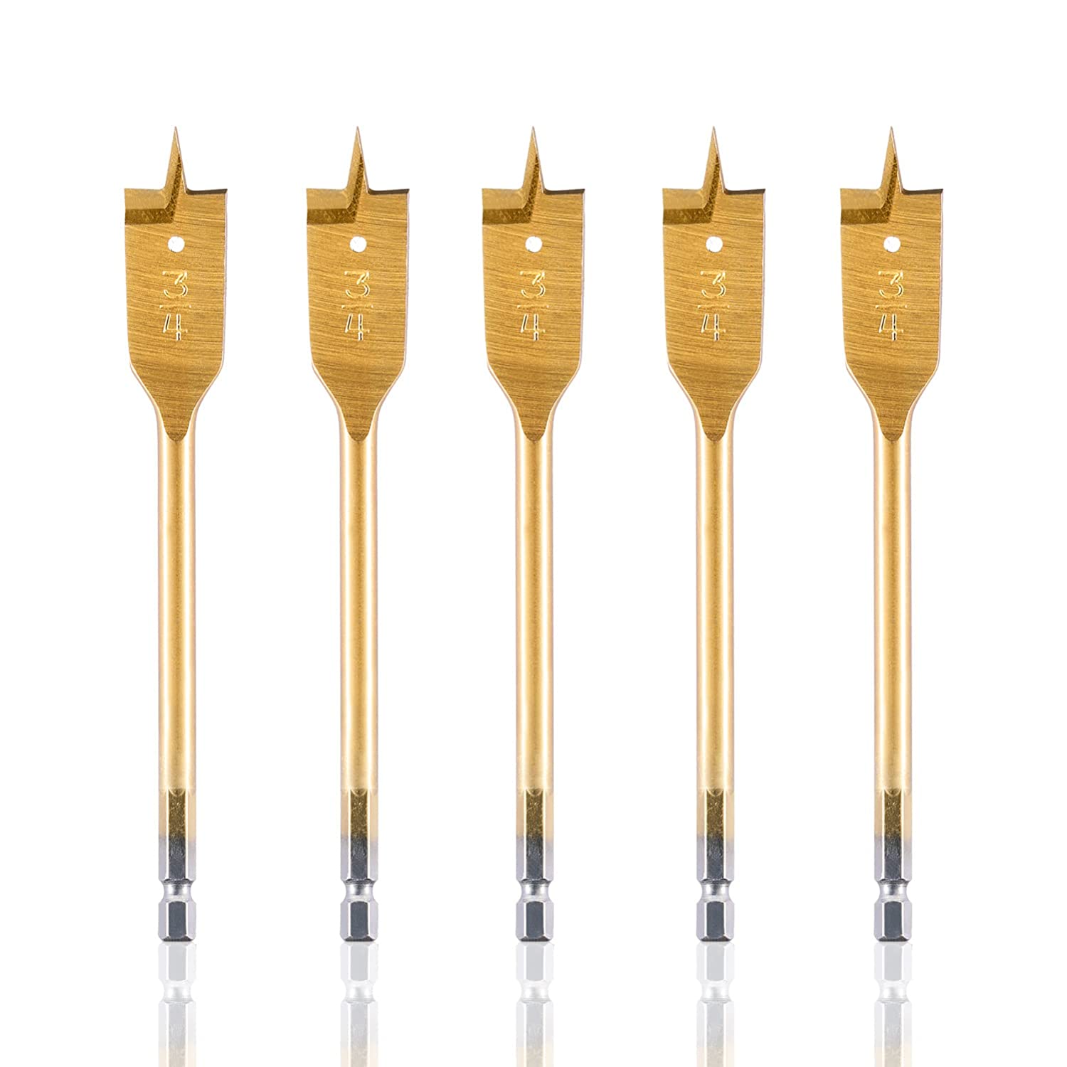 Spade Drill Bits Titanium Hex Shank Spade Drill Bit Set for Wood, Plastic, PVC Shank