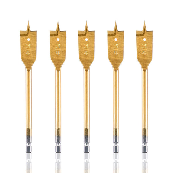 Spade Drill Bits Titanium Hex Shank Spade Drill Bit Set for Wood, Plastic, PVC Shank