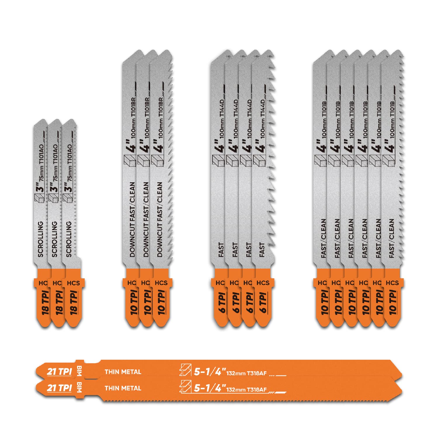 Augtouf T-Shank Jigsaw Blades for Wood Metal Multi-purpose