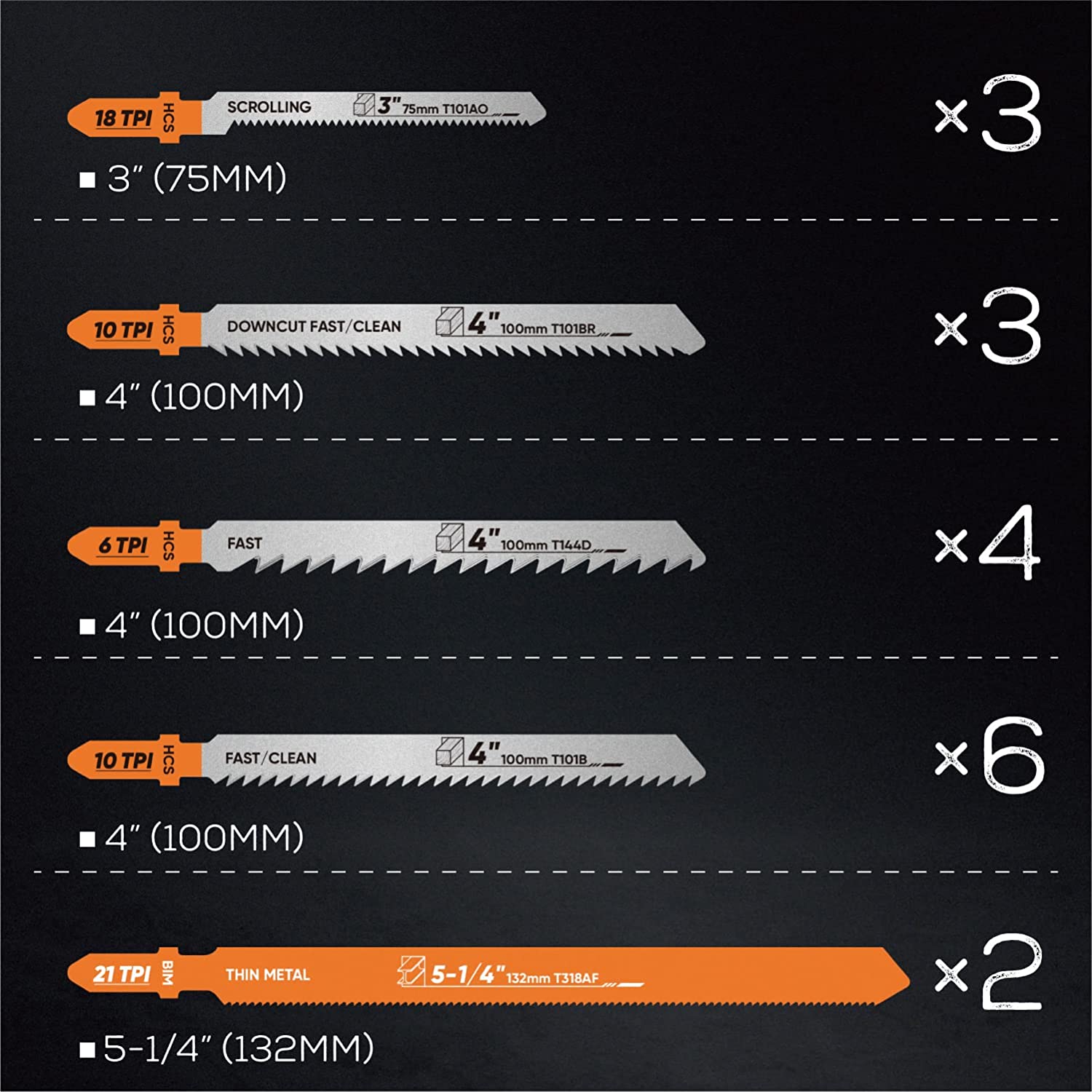 Augtouf T-Shank Jigsaw Blades for Wood Metal Multi-purpose