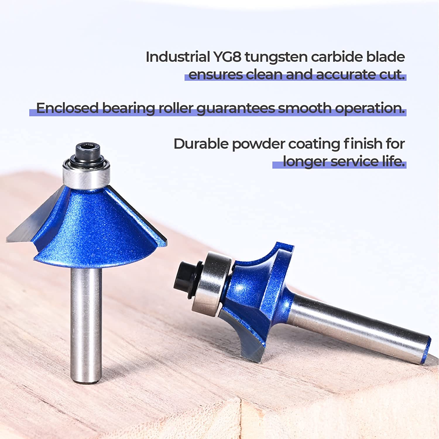 Augtouf Carbide Tip 1/4” Shank Router Bit Set 6pcs