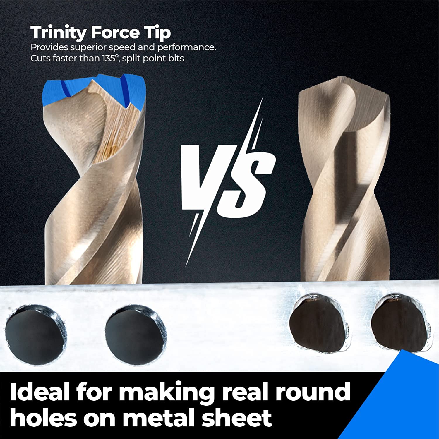 AugTouf M35 High-Speed Steel Tri-Tip Cobalt Drill Bits 5Pcs