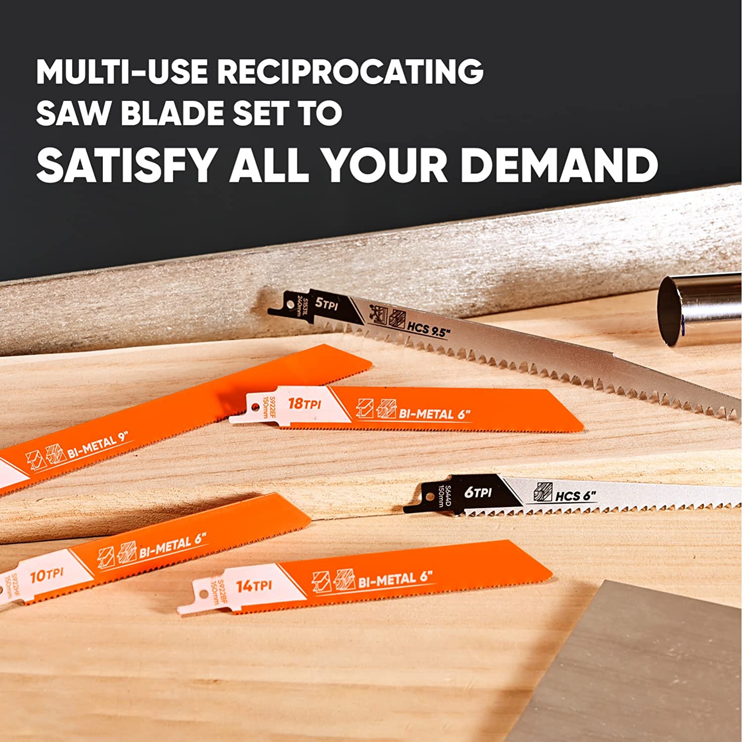 Reciprocating Saw Blades Set 15pcs, Sawall for wood and metal cutting