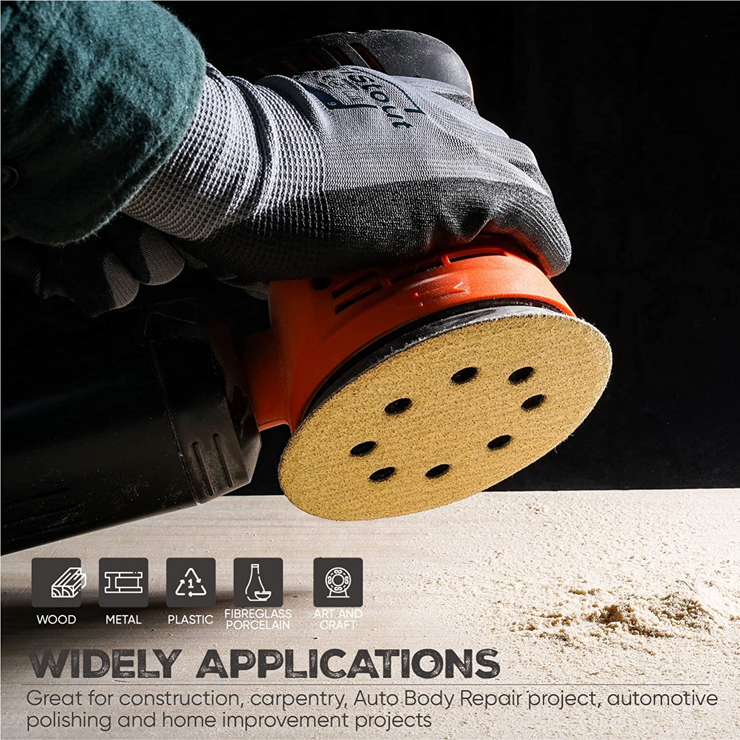 5 inch 8 Hole Sanding Discs Hook and Loop, 60-800 Grit, for Wood and Metal Sanding