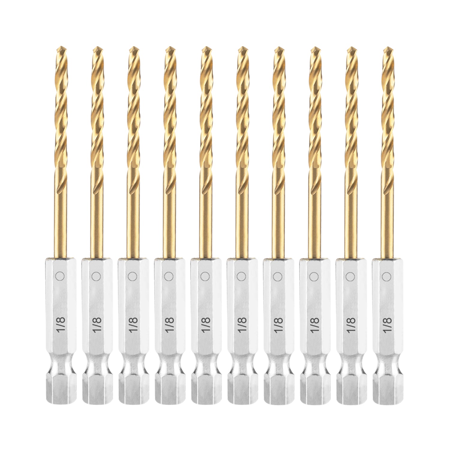 High Speed Steel Hex Shank Twist Drill Bits Set with Titanium Coating_AH1907-1-8
