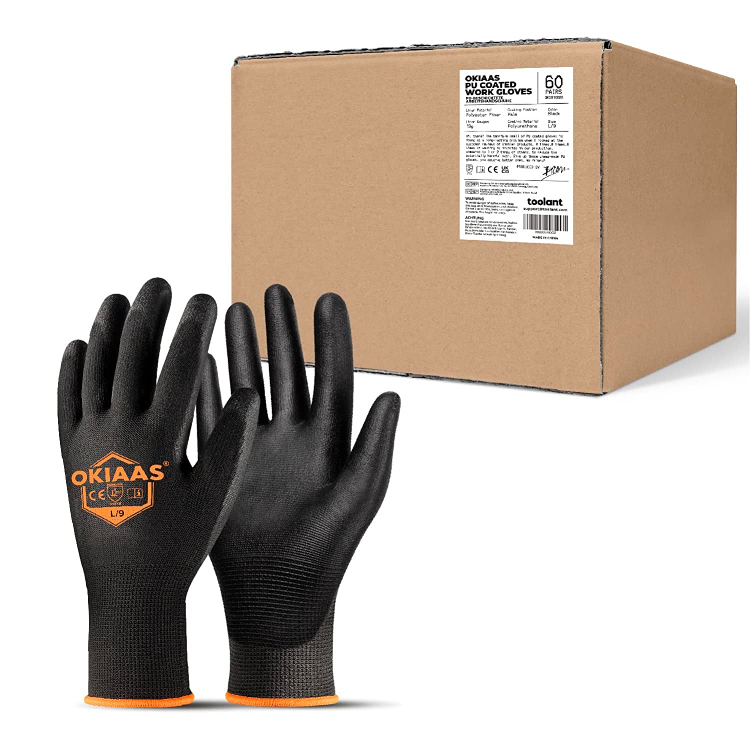 12 Pairs Safety Work Gloves with PU Coated