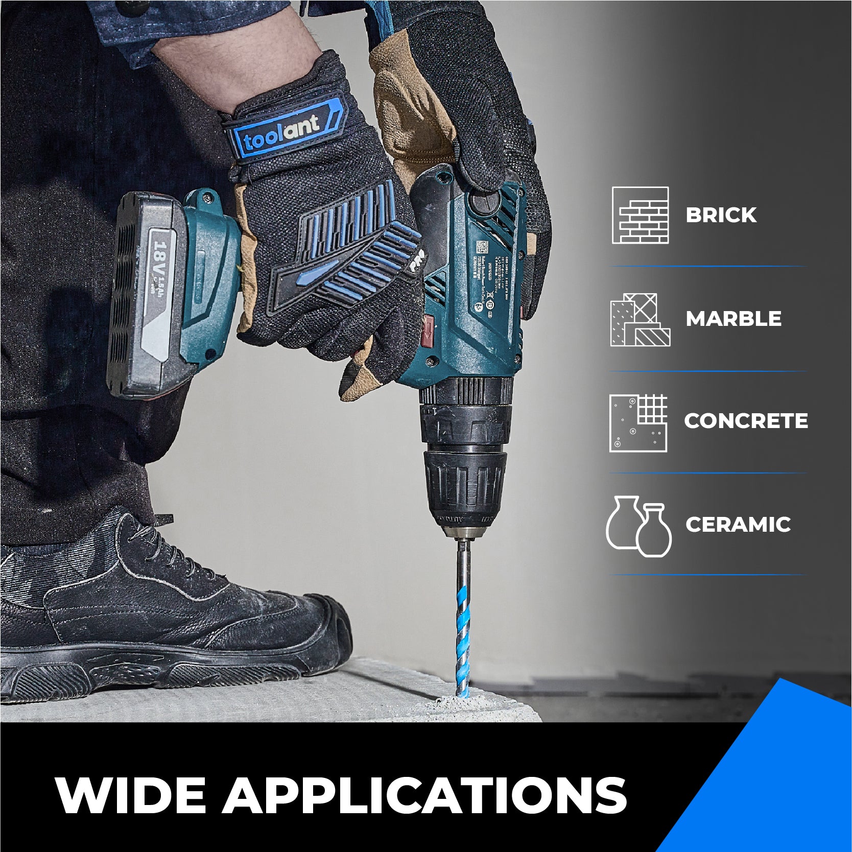 Carbide Tipped Masonry Hammer Drill Bit Sets with Shockproof Hex Shank