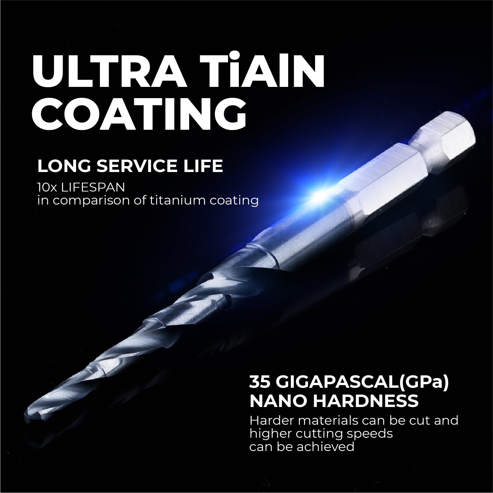 TiAlN Coated Hex Shank Cobalt HSS Four-stage Drill Bits