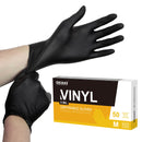 OKIAAS 50 Count Black Vinyl Disposable Gloves, 5 mil, Latex Free