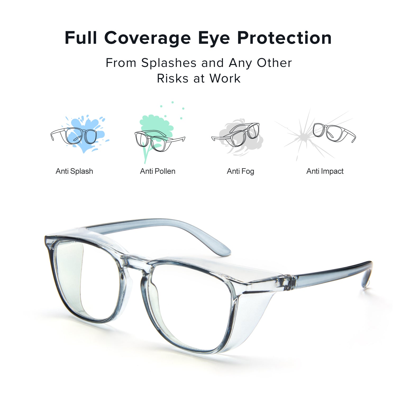 OriStout Stylish Safety Glasses, Anti-Fog, Blue Light Blocking, Goggles for Nurses