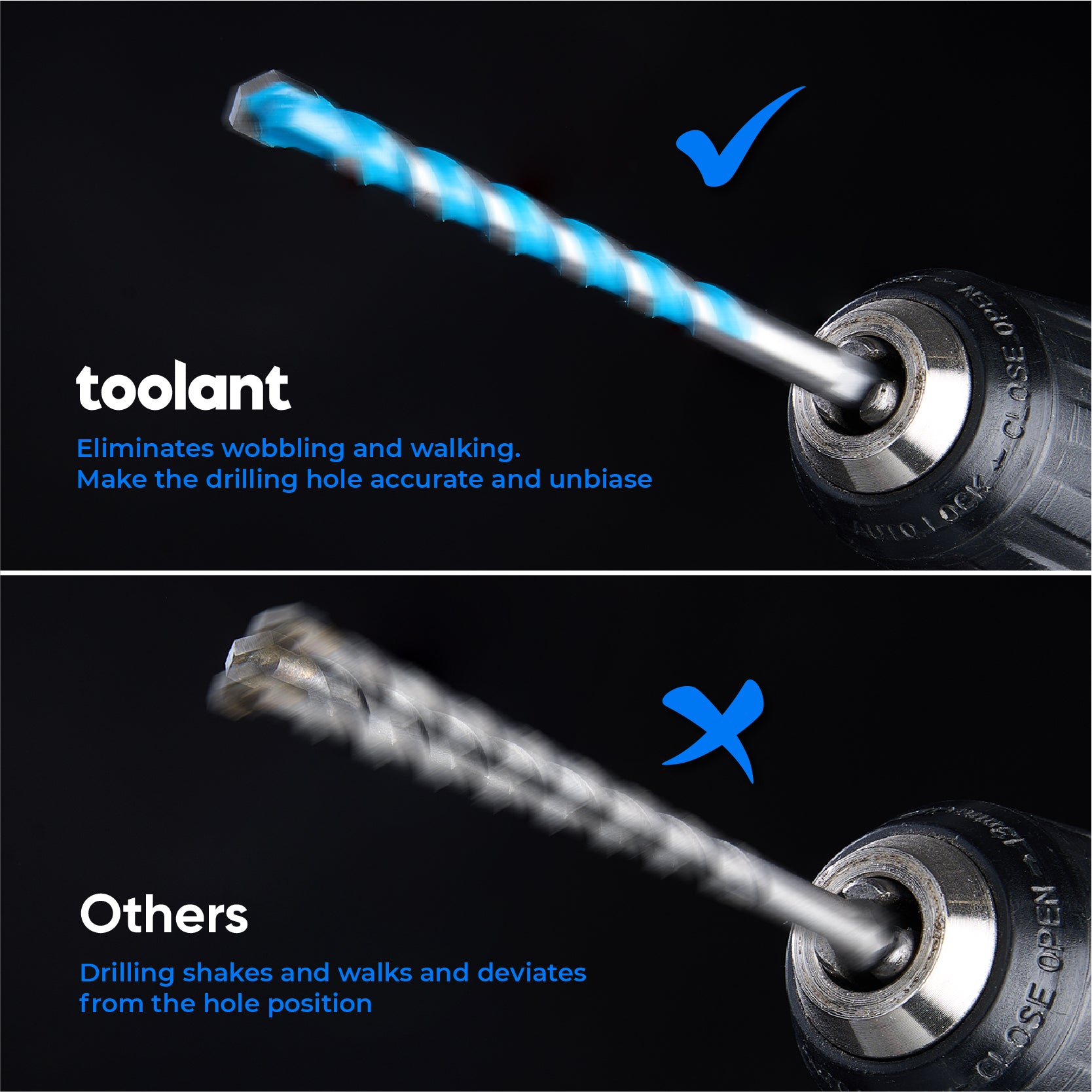 Carbide Tipped Masonry Hammer Drill Bit Sets with Shockproof Hex Shank