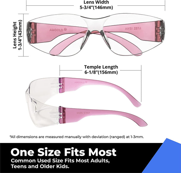 Safety Glasses, 24/48/240 Pack, Lightweight for Day-long Wear