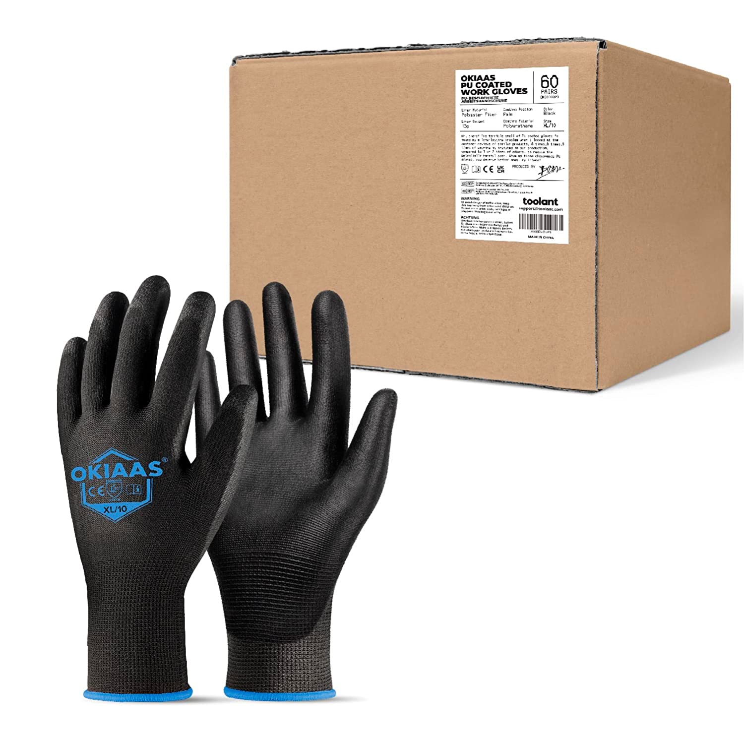 12 Pairs Safety Work Gloves with PU Coated
