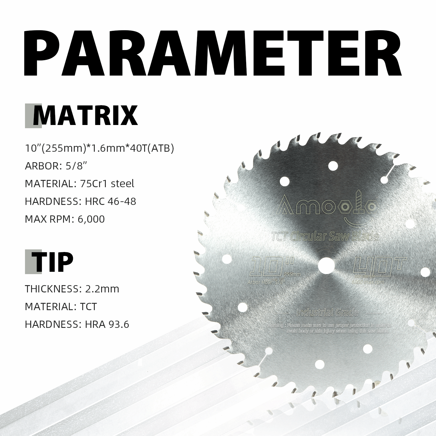 amoolo 10 Inch Apex Circular Saw Blade, Japanese Edge, ATB Teeth, for Cross Cutting, for Wood and Plastic