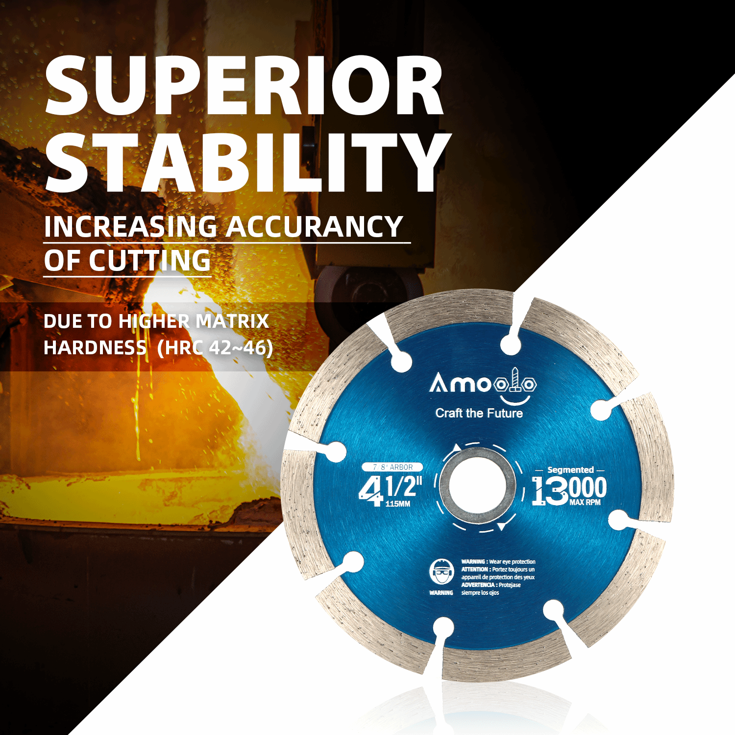 amoolo Diamond Saw Blade, for Cutting Porcelain, Tiles, Granite, Marble, Ceramics