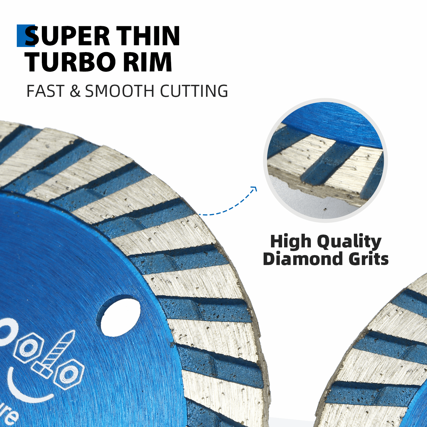 amoolo Turbo Diamond Saw Blade, for Porcelain, Tile, Brick, Granite and Concrete