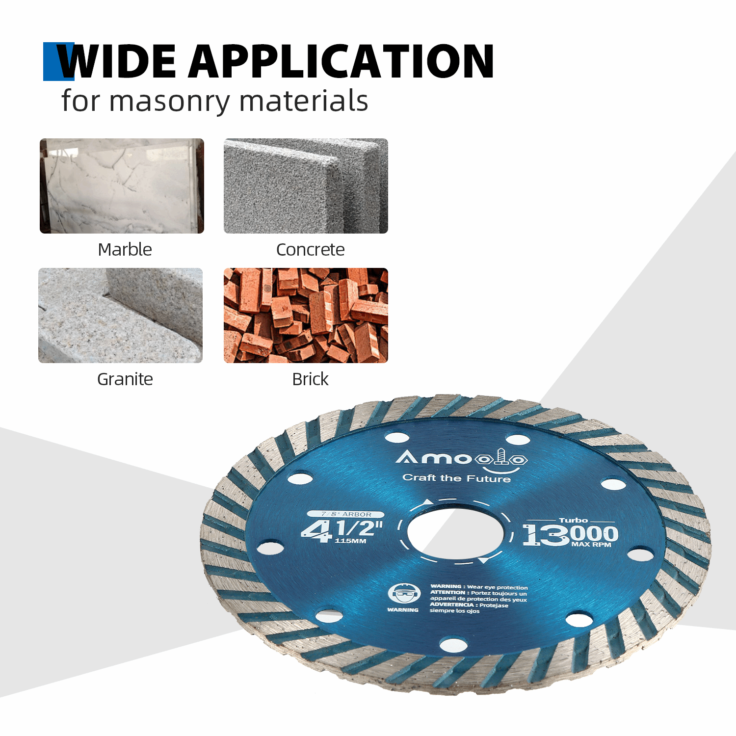 amoolo Turbo Diamond Saw Blade, for Porcelain, Tile, Brick, Granite and Concrete