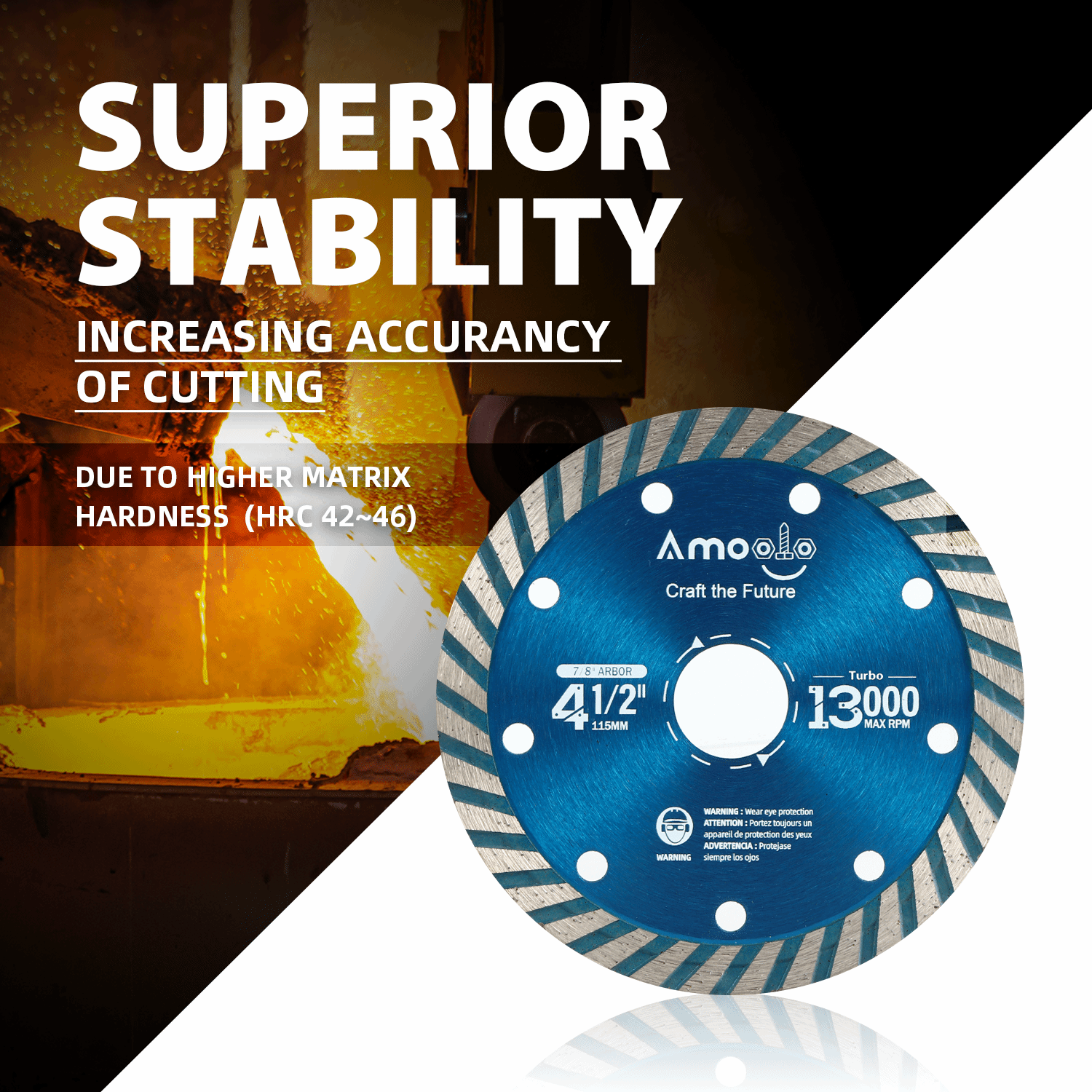 amoolo Turbo Diamond Saw Blade, for Porcelain, Tile, Brick, Granite and Concrete