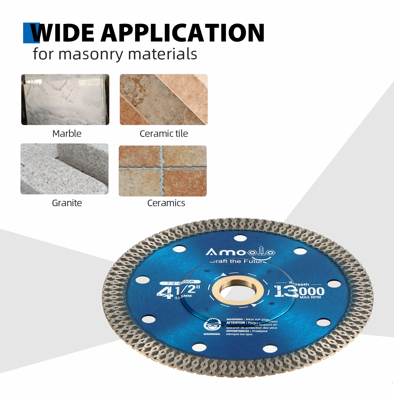 amoolo Diamond Saw Blade, for Cutting Porcelain, Tiles, Granite, Marble, Ceramics