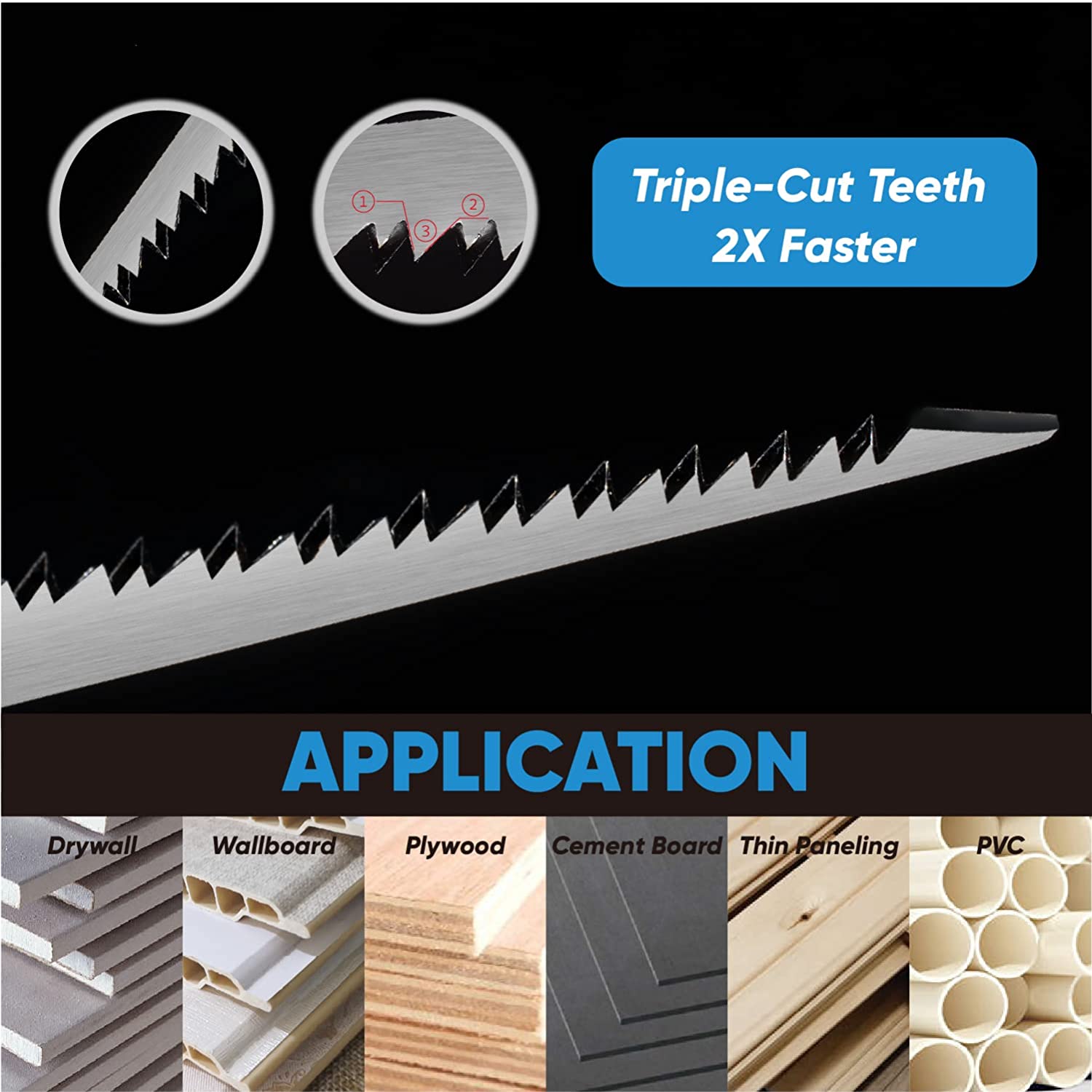 amoolo 6" Drywall Saw, Jab Saw, Hand Saw with Soft Grip Handle, Sheetrock Saw for Wallboard, Drywall, Plywood and PVC