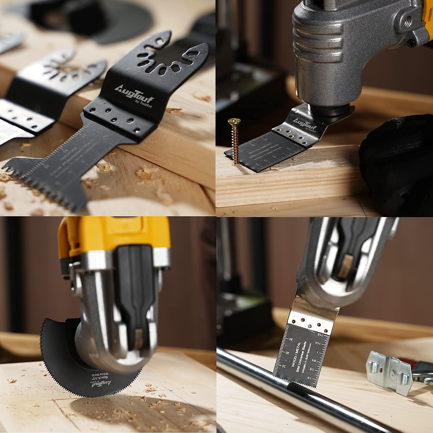 AugTouf  Bi-Metal Universal Oscillating Tool Blade Set, Quick Release, for Wood and Nail