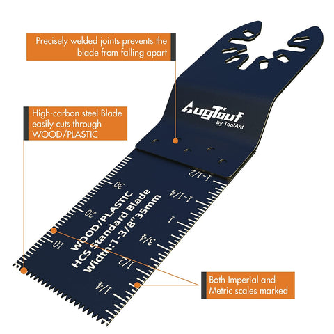 AugTouf 1-3/8 Inch, Professional Universal Oscillating Saw Blades, Quick Release, Durable & Compatible, for Wood Cutting