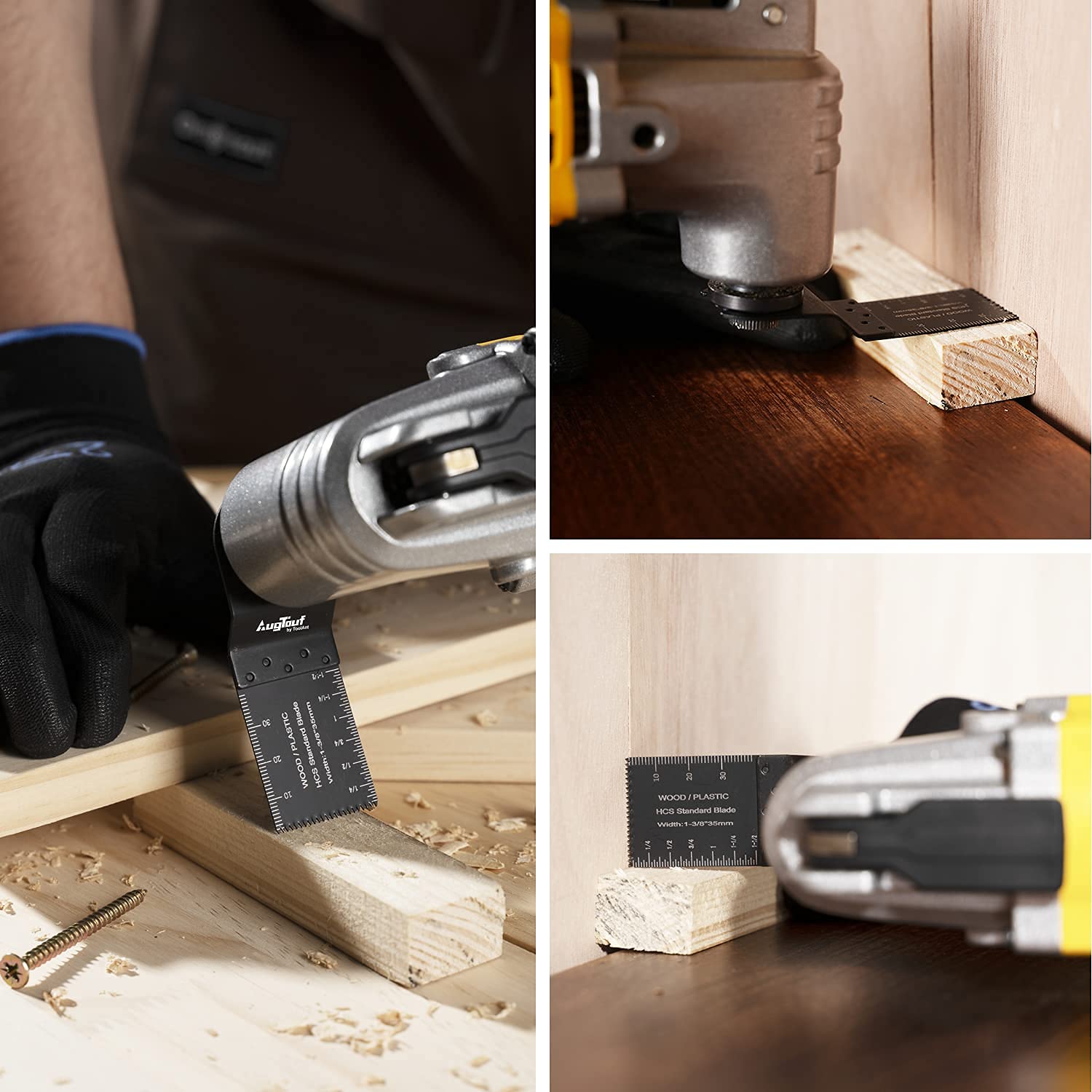 AugTouf 1-3/8 Inch, Professional Universal Oscillating Saw Blades, Quick Release, Durable & Compatible, for Wood Cutting