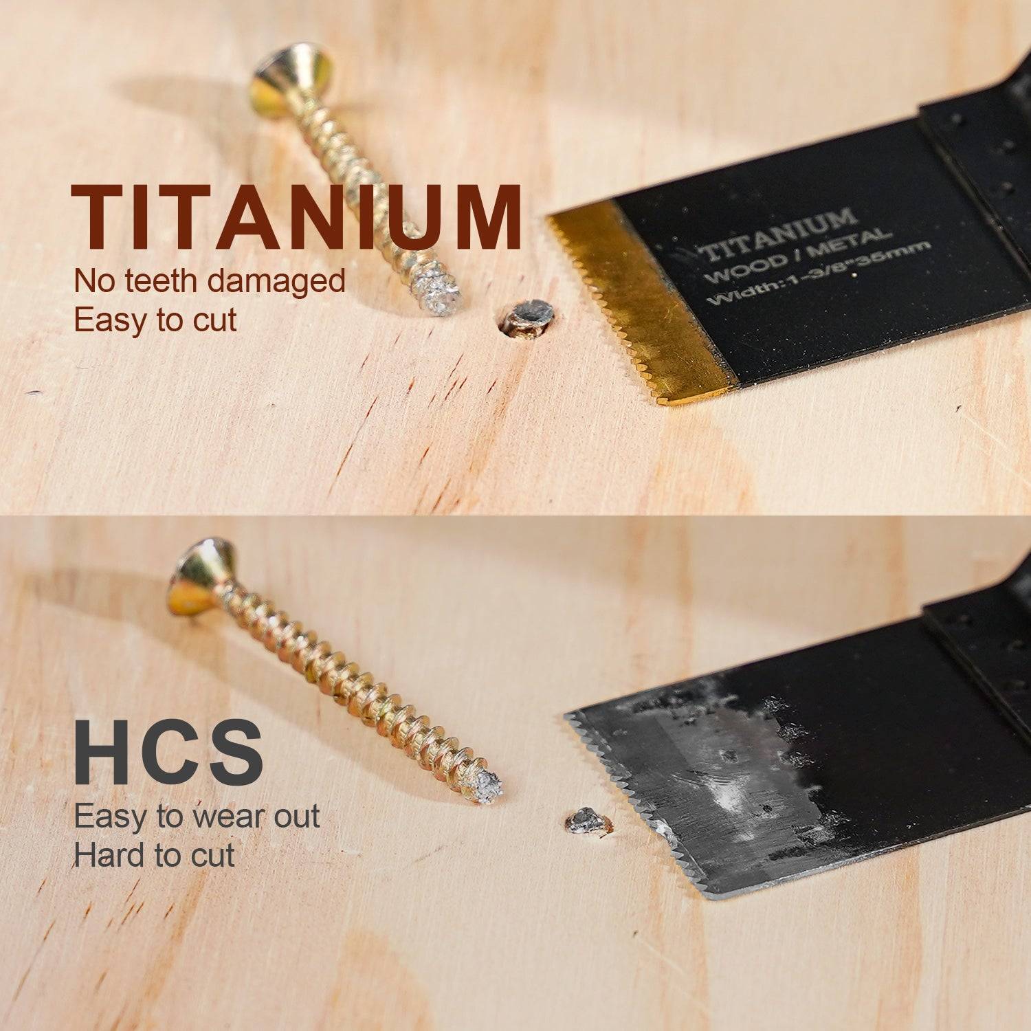 Titanium Oscillating Multi Tool Saw Blades, 1-3/8 Inch, Hard and Efficient, for Nail and Wood Cutting